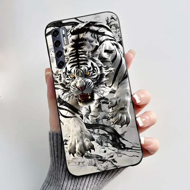 Stylish Shockproof Protective Phone Case with Fashionable Flower Pattern - Soft Black Cover