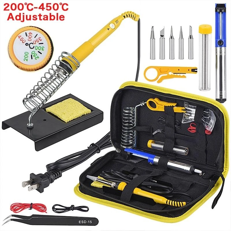 

JCD 220V/110V 60W Adjustable temperature Electric Soldering iron with welding nozzle Soldering iron head 908 welding kit