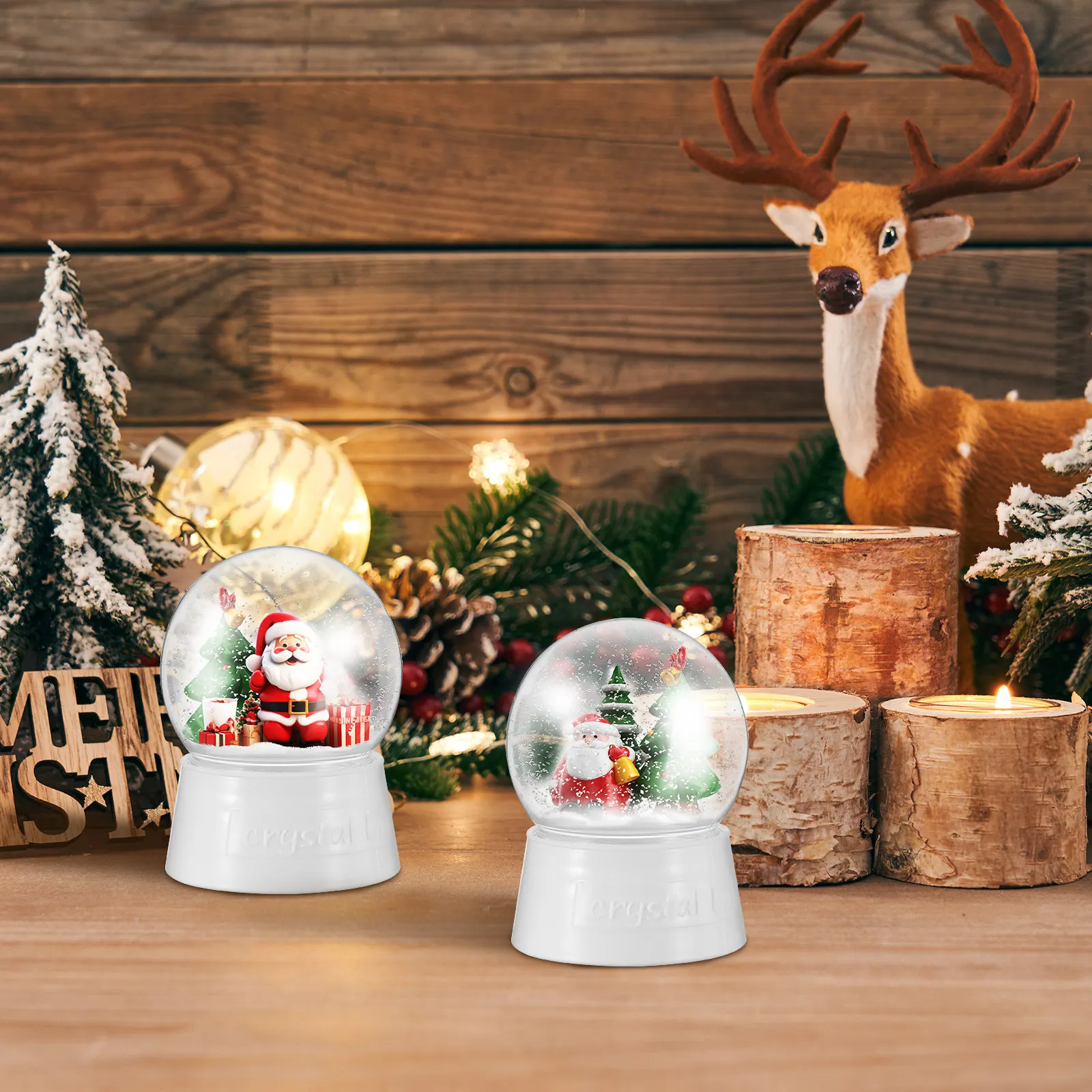Boules à Neige Noël Père Noël & Sapin - Décoration Festive