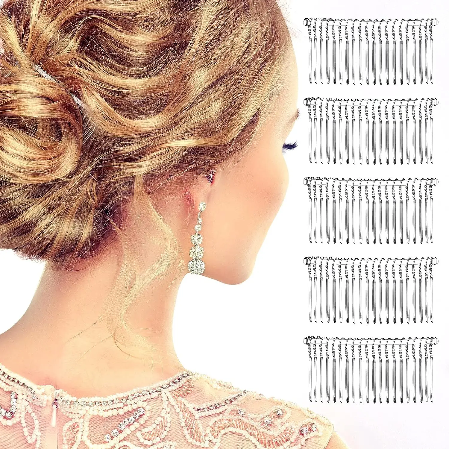 10 stücke 20 Zähne Haars pange Kämme Metalldraht Twist für DIY Braut Hochzeit Schleier Kämme dekorative Accessoires Werkzeug Frauen Mädchen – Detail 4