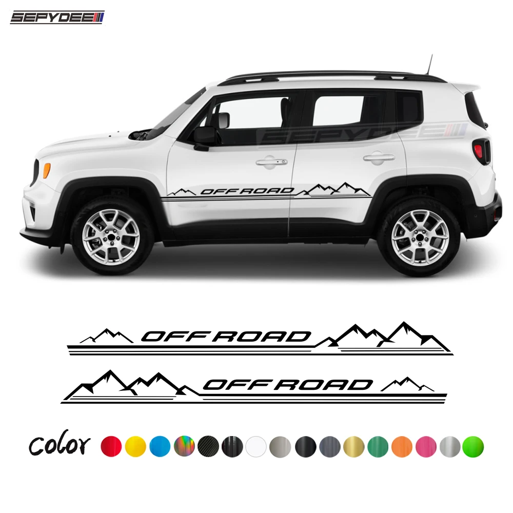 

Off Road Mountain Graphic Car Door Side Skirt Stripes Sticker for Jeep Renegade Auto Body Decor Vinyl Decals Car Accessories