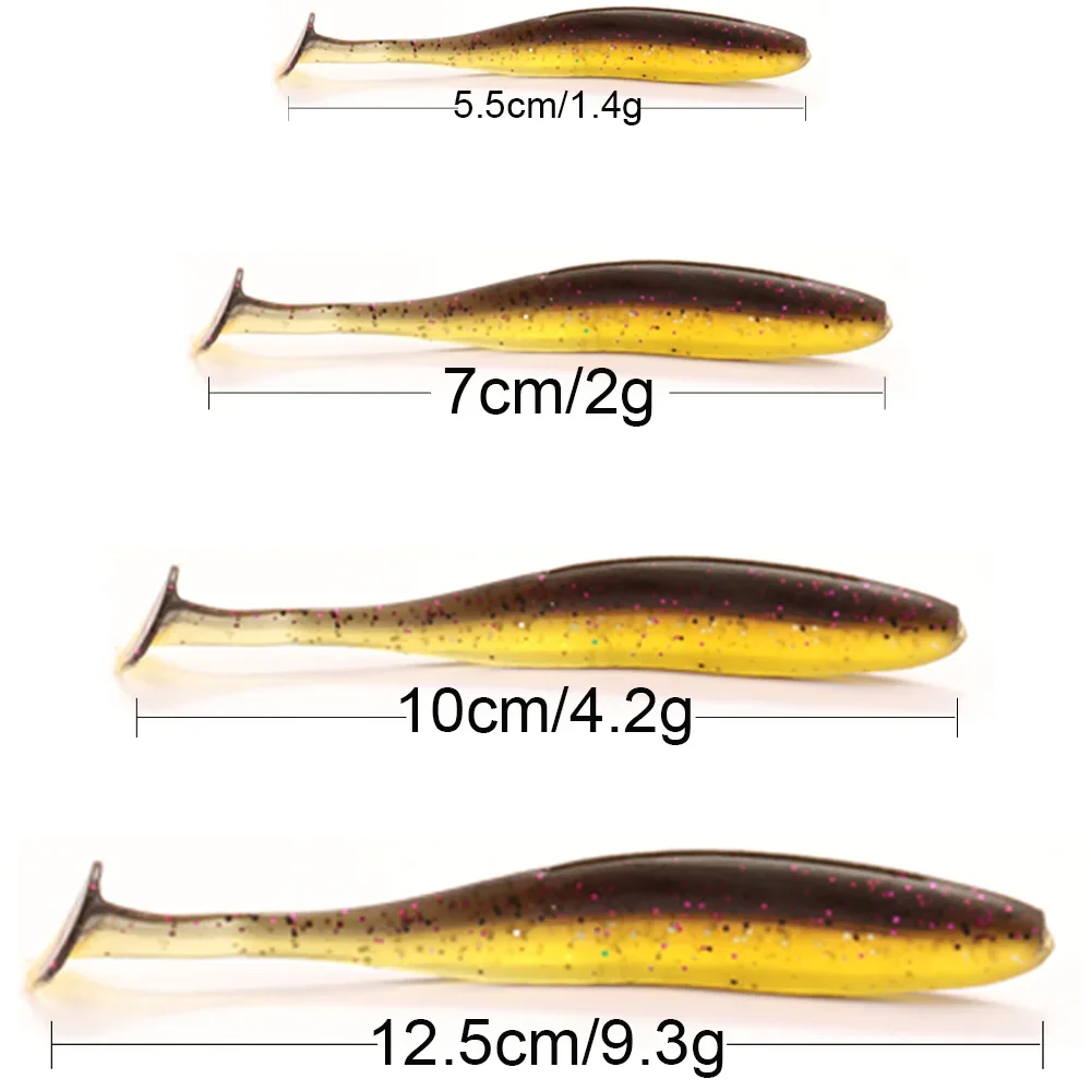 GOBAIT Weicher Köder 5,5 cm 7 cm 10 cm 12,5 cm T Schwanz Metall Jig Kopf Wurm Haken Swimbait DIY Karpfen Angelgerät Pesca Künstliche Köder – Detail 1