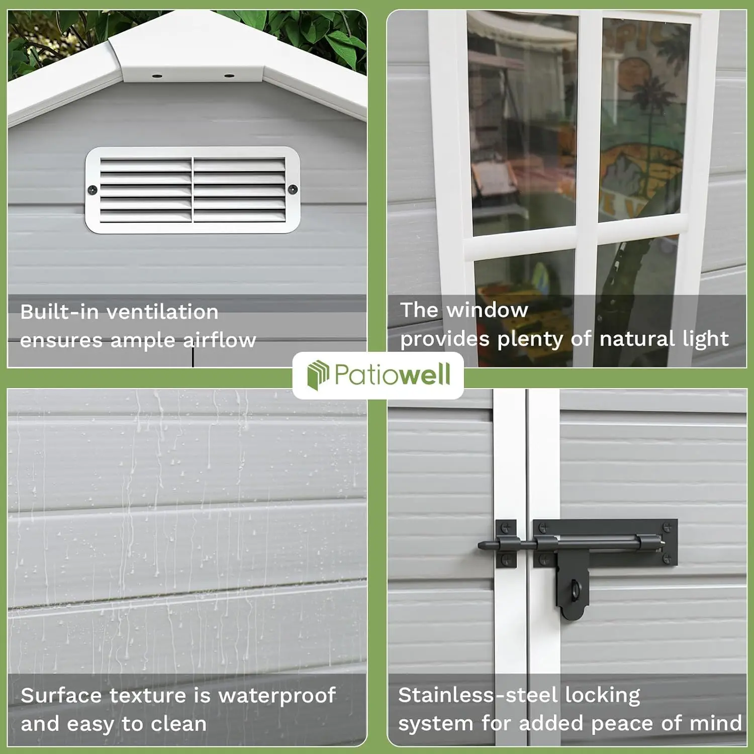 6x4 FT Plastic Outdoor Storage Shed, Resin Shed Perfect to Store Patio Furniture, GardenTools Bike Accessories, Beach Light Grey