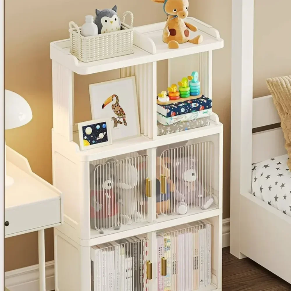 Transparent Bookcase Dustproof Storage Cabinets Floor Standing Large Capacity Display Bookshelf Living Room closets Organizer
