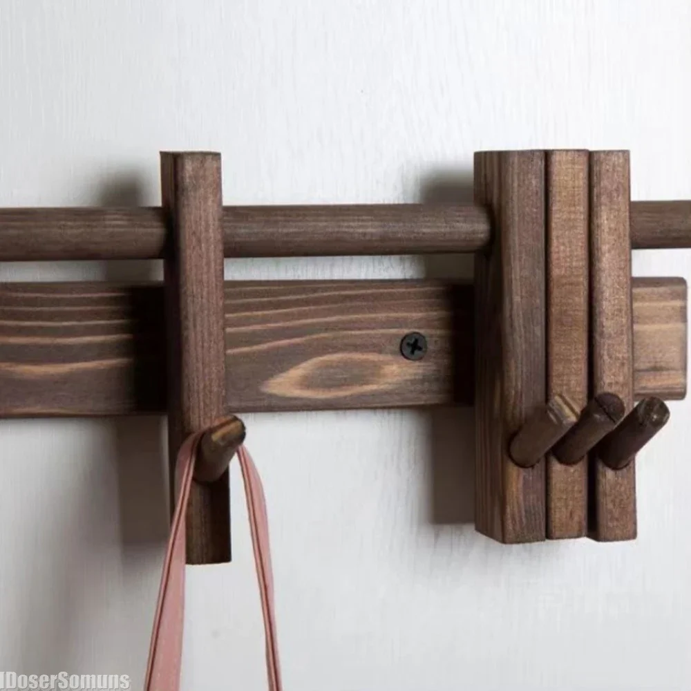 Walnut Stump Hook Coat Rack Wall Multi Hook Solid Wood Wall Mounted ...