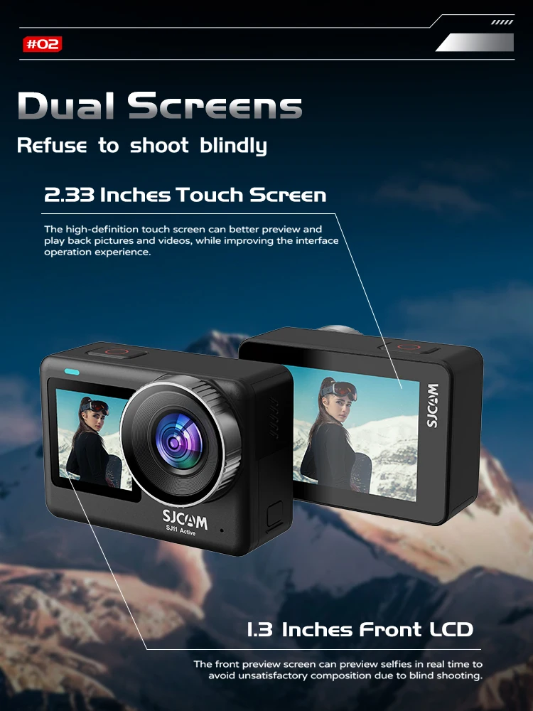 SJCAM SJ11 Active Action Camera Waterproof Anti-Shake Motion Detection Multifunctional 4K Touch Screen Outdoor Sport Video Cam 3
