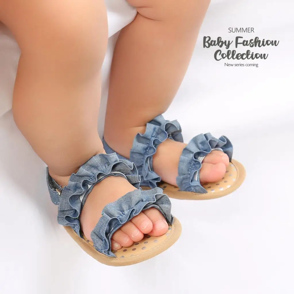 

Lovely Newborn Kid Baby Girl Ruffle Sandals Hairband Summer Baby Crib Shoes First Prewalker Baby Sandals