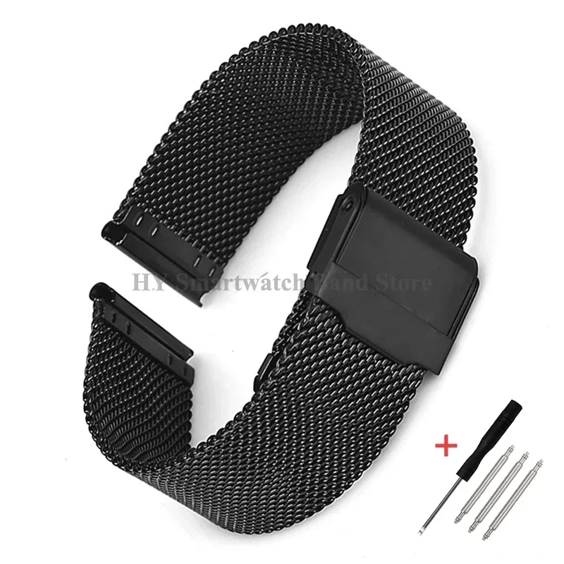 Sleek Milanese Mesh Stainless Steel Watch Band - Universal Fit, Heavy-Duty Design