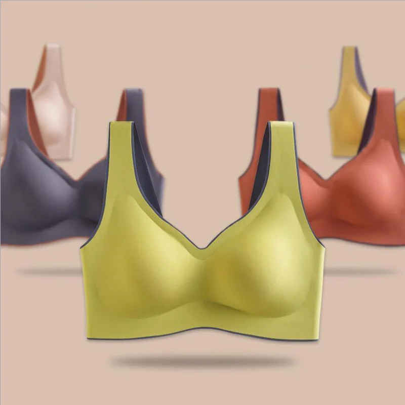 

Plus Size Bra Latex Push Up Bra Seamless Bras for Women Bralette Top Comfort Cooling Underwear Shock-Proof Pad Women Lingerie
