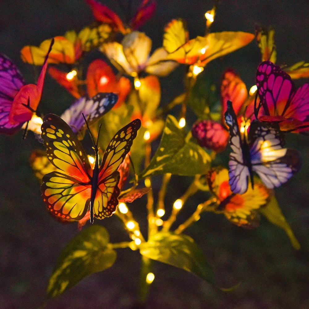 Panel słoneczny motyl lampa naziemna oświetlenie zewnętrzne, używane do dekoracji na trawnik ogrodowy willi ogrodowej na imprezę kempingową światła ogrodowe