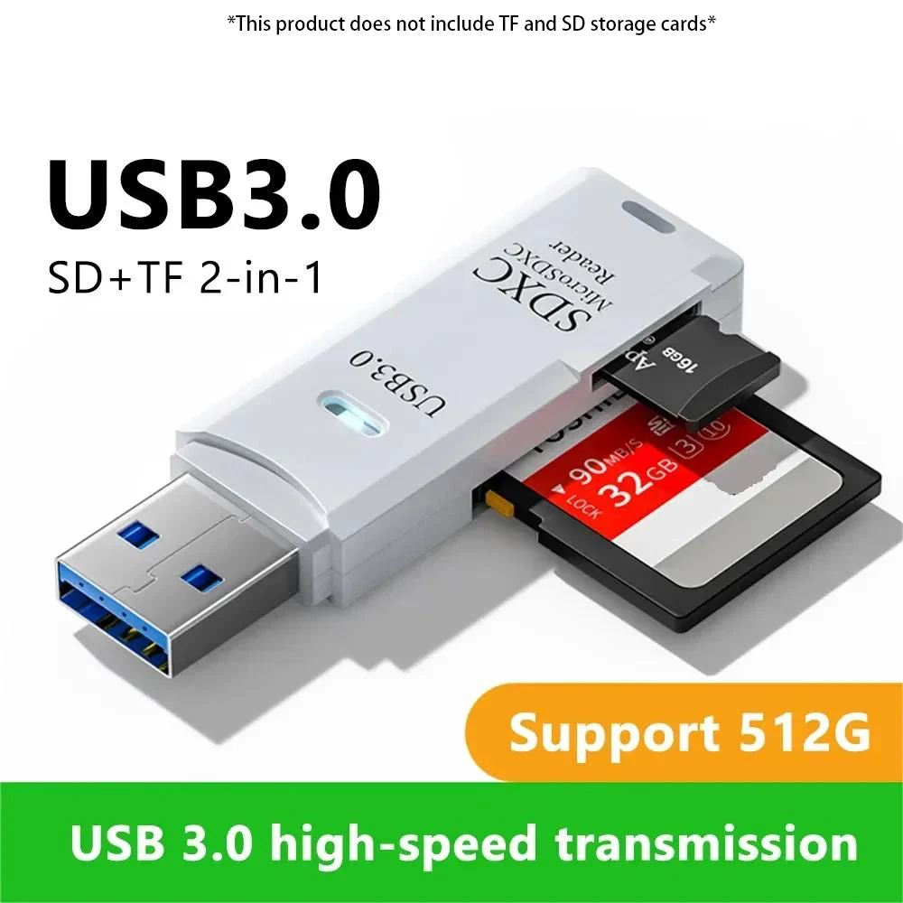 2 in 1 USB 3.0 Card Reader Micro sd card Reader usb adapter High Speed Cardreader TF Memory card For PC Laptop Accessories card reader sd card reader