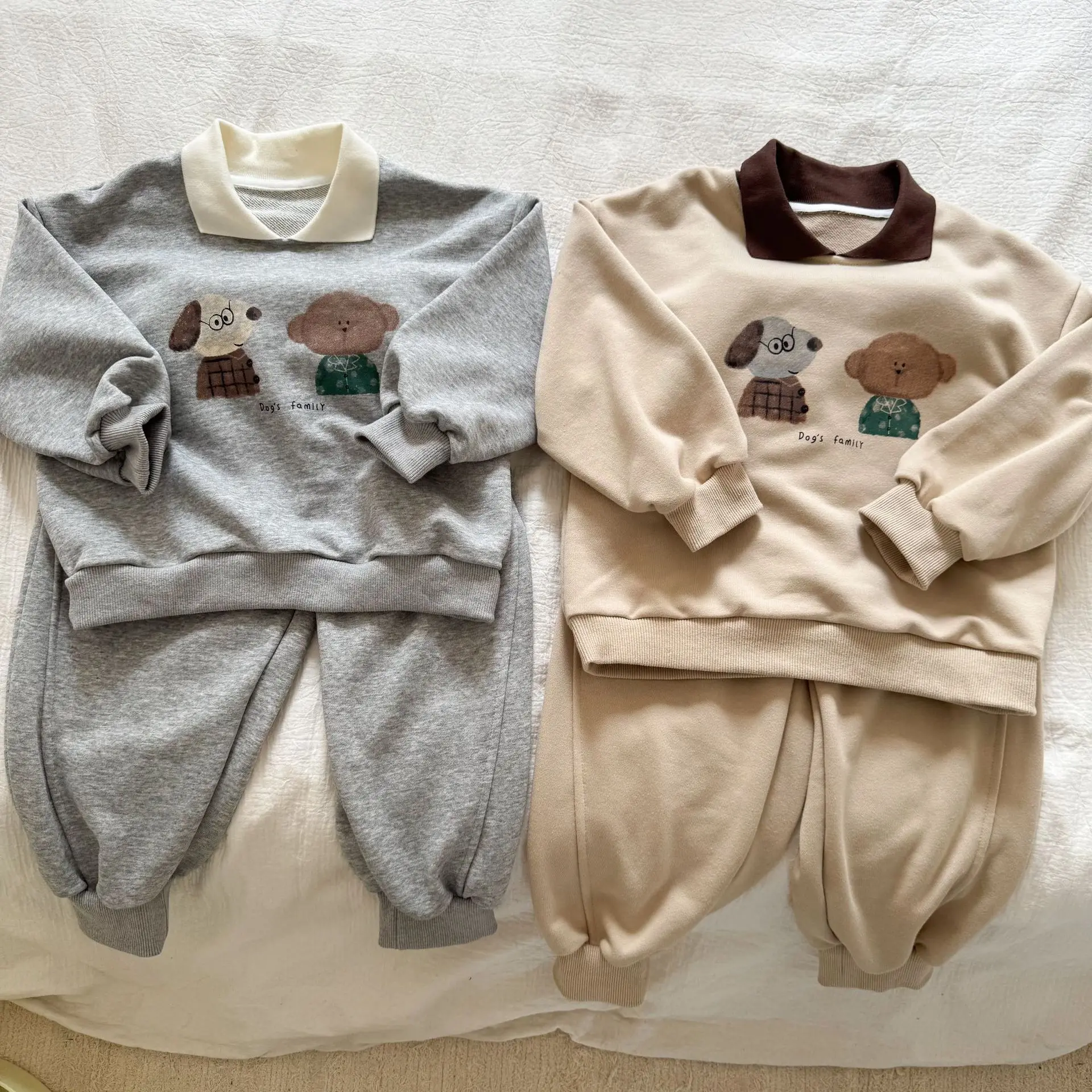 Kids Cartoon Print Hoodie Suit Set