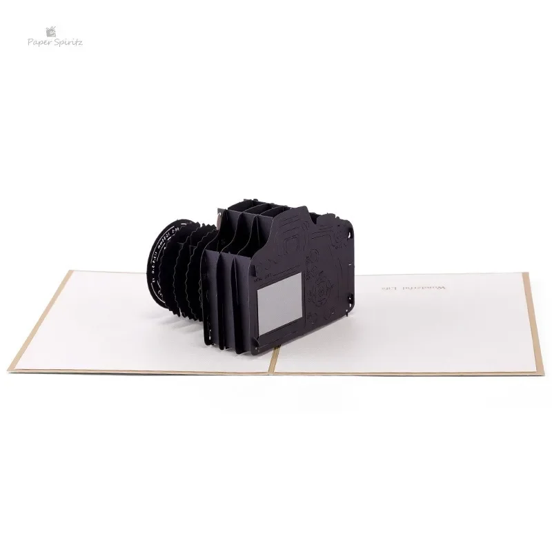 1 pop-up happy birthday greeting card 3D Paper Cuttings camera creative art retro fresh graduation gift including envelope