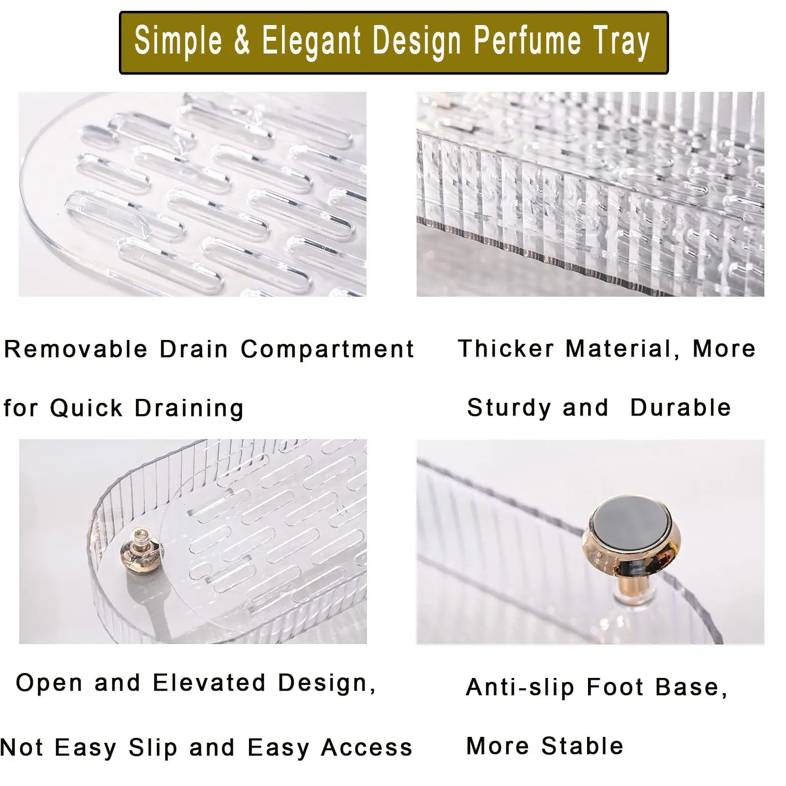 Clear Desktop Storage Box Makeup Perfume Organizer Tray, Small Bathroom Trays for Counter, Decorative Perfume Trays for Dresser, 5
