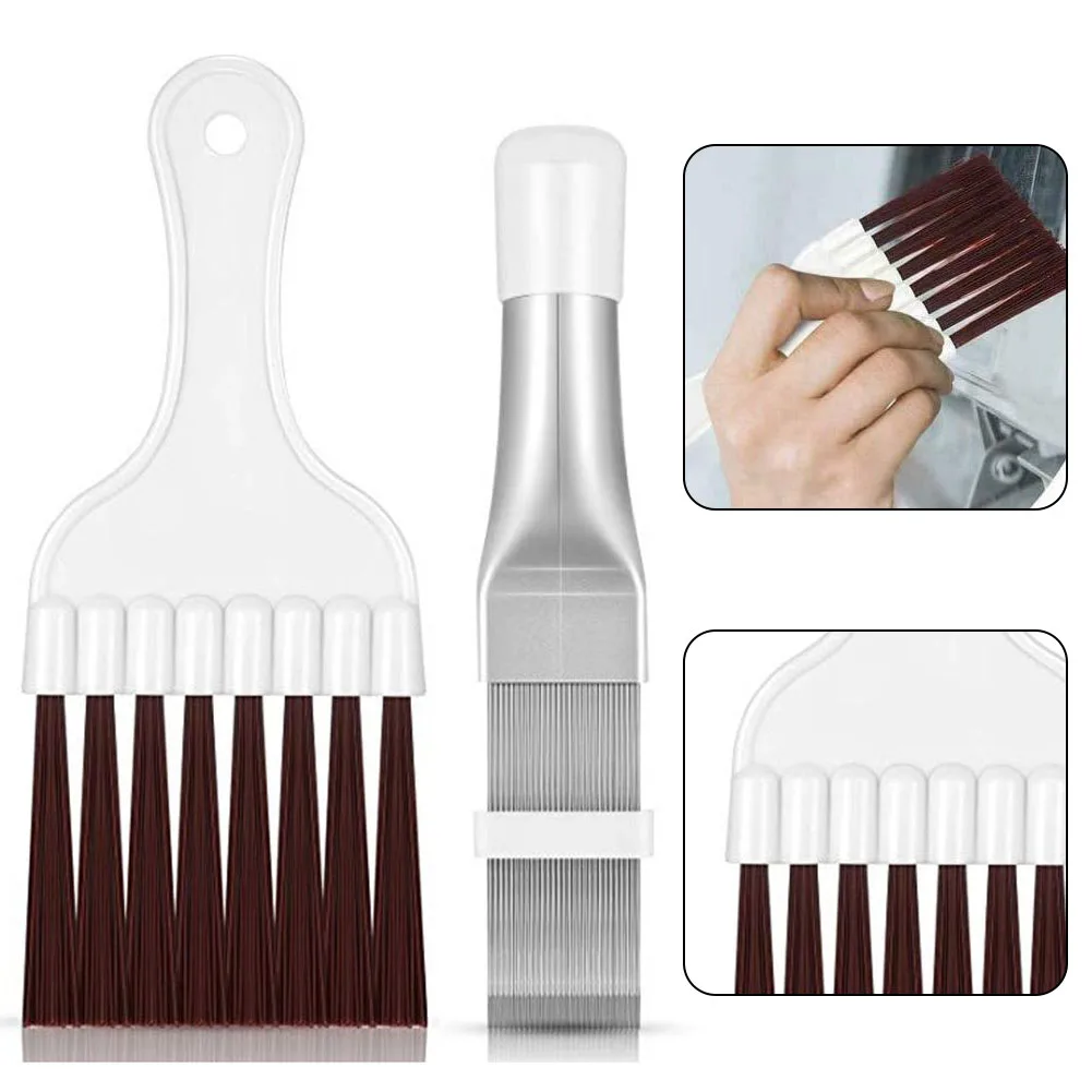 2 Pcs Air Conditioner Fin Repair Comb Cleaner Ac Condenser Metal Coil Brush Stainless Steel Cleaning Brush