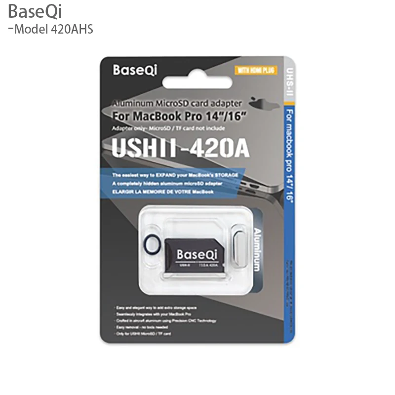 basqi-macbook-pro用のアルミニウム製ミニドライブカードリーダーmicro-sdカードアダプター420ahsm1m2m314インチ16インチ