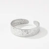 Stainless Steel Bracelet European and American classic delicate embossed pattern open-end bracelet Women's Jewelry Daily Match 6