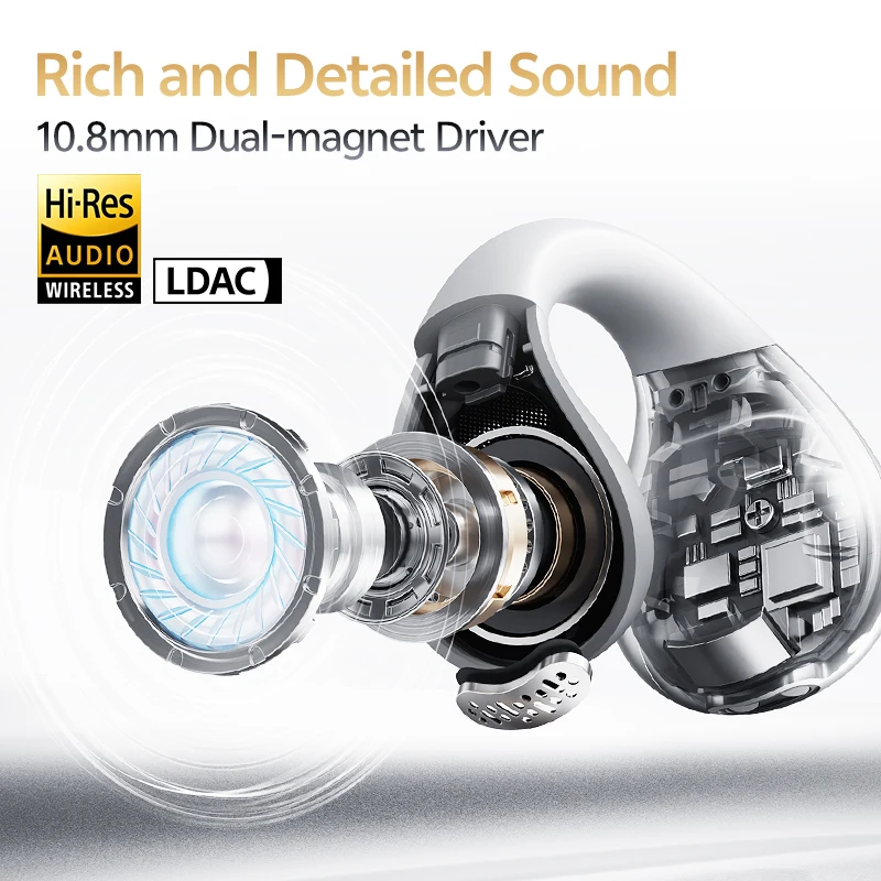 سماعات QCY Crossky C30S لاسلكية بمشبك أذن، صوت عال...