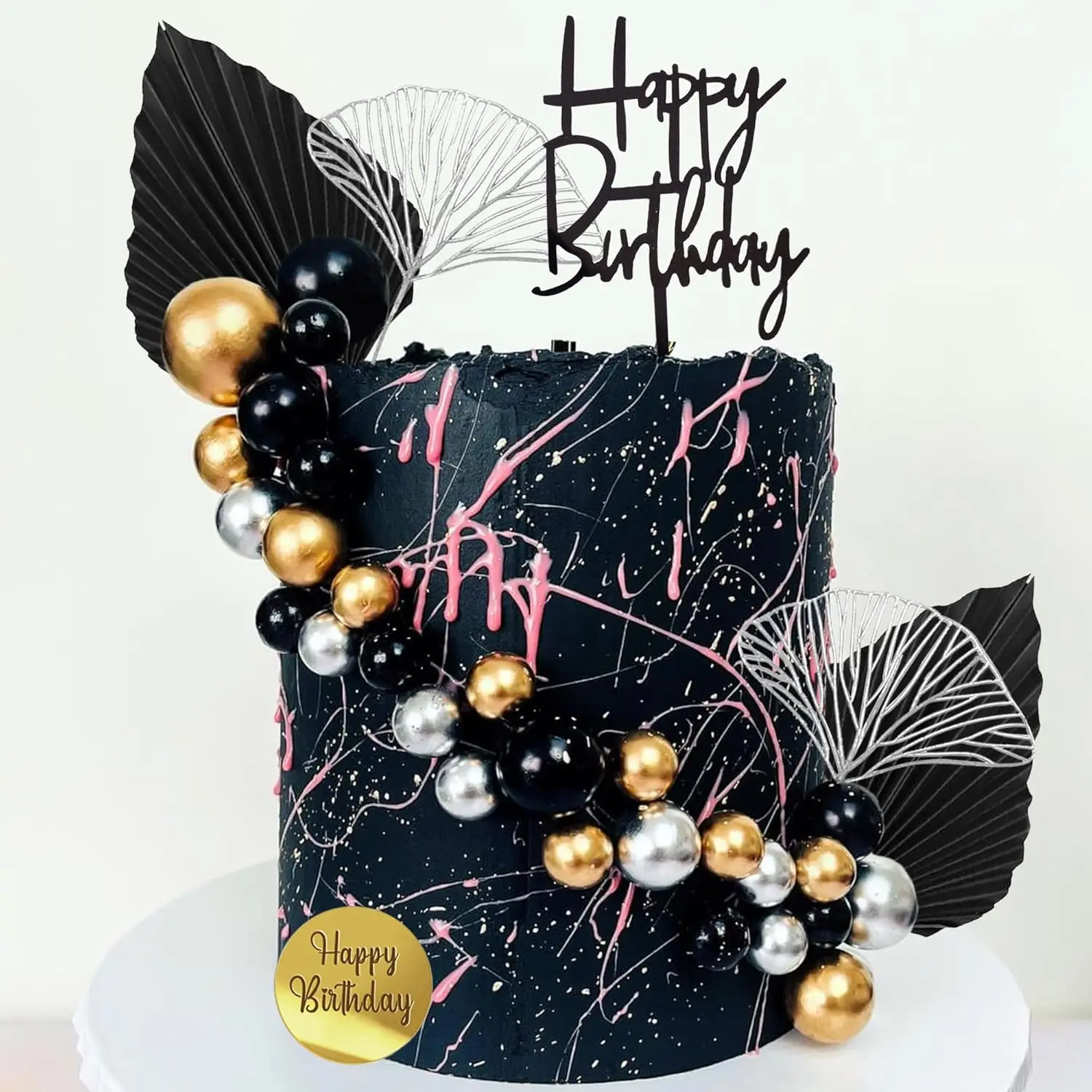 29 Stück blaue weiße Goldkugeln Kuchendeckel Kugeln Geburtstagstorte Dekorationen für Geburtstag Boho Hochzeit Babyparty Partydekorationen – Detail 12