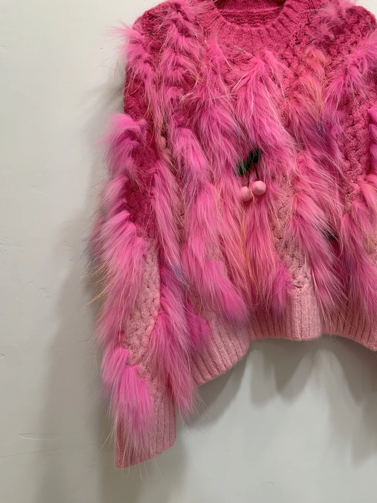 2022 Autumn and Winter New Fox Fur Splicing Knitwear Pullover Wool Sweater Female Raccoon Fur Woven Fake Fur Coat Top Women