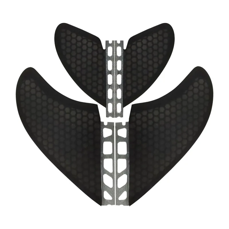FUTURE 4-piece set of Black fiberglass honeycomb surf fins High strength and lightweight Perfect for shortboard/longboar