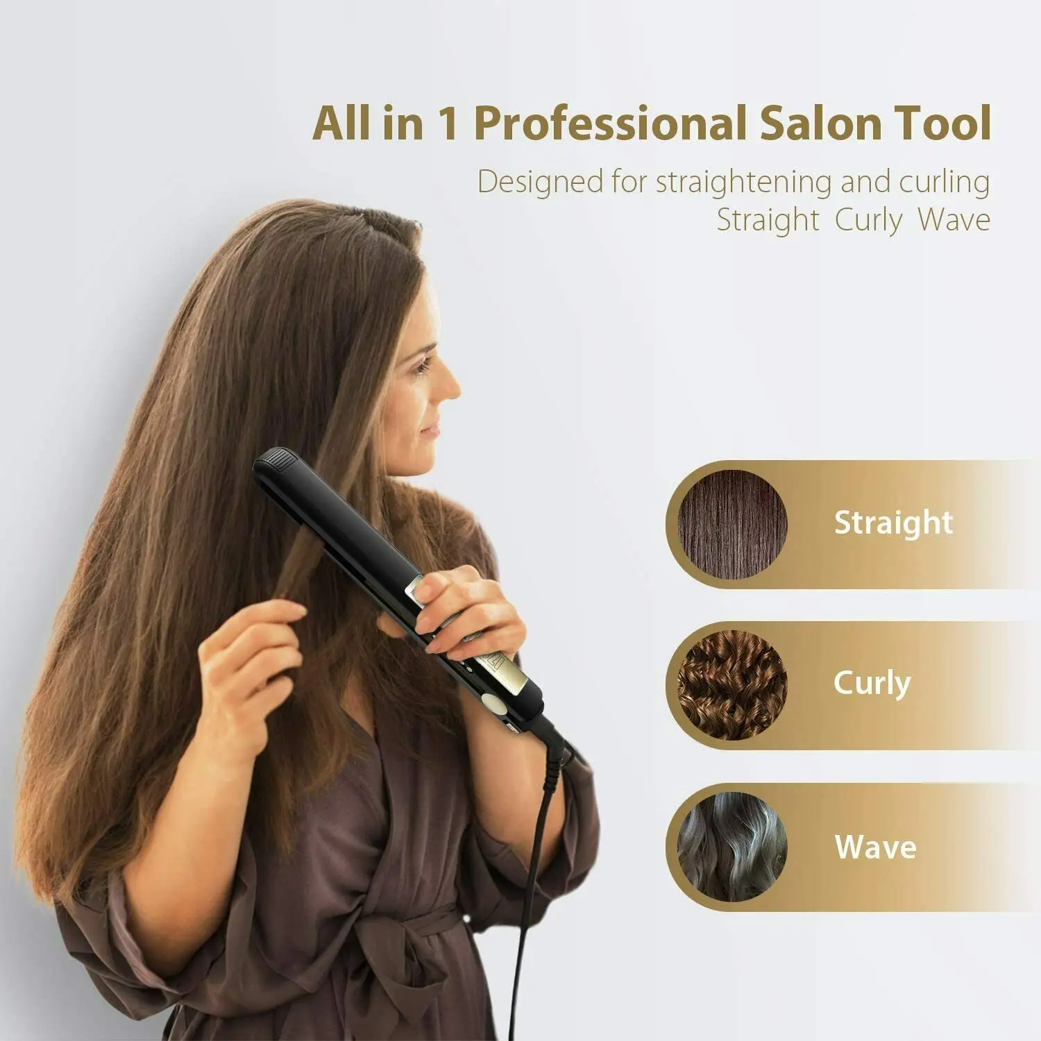 Professional Hair Striaghtener Titanium Dual Volotag Instant Heating Flat Iron 2 In 1 Hair Curler LCD Digital Display hair straightener