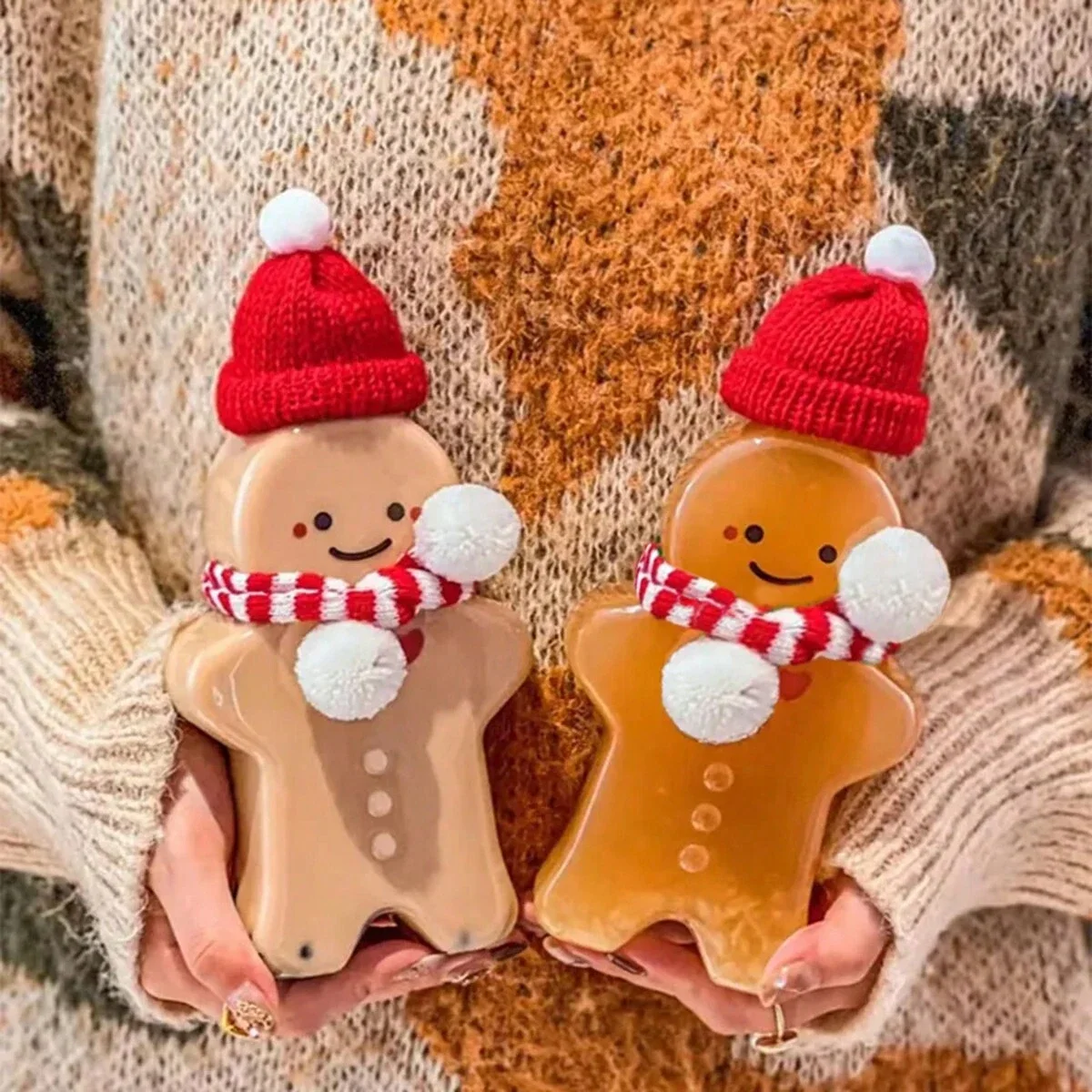 1/5pcs Christmas Bottles Gingerbread Man Bottle Party Candy Jar Juice Drink Bottle Xmas Plastic Kettle Kids Gift Christmas Decor plastic water bottle