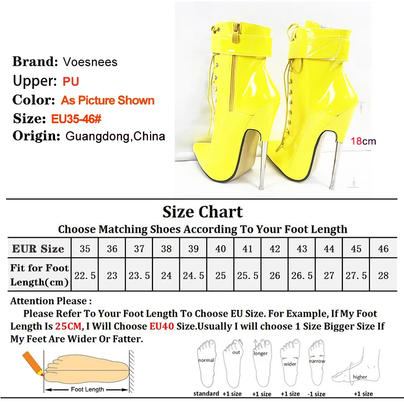 18cm Stiletto Heel Extreme High Heels Pointed Toe Black Patent Leather Sexy Fetish Women Ankle Boots Belt Buckle Strap Club Shoe