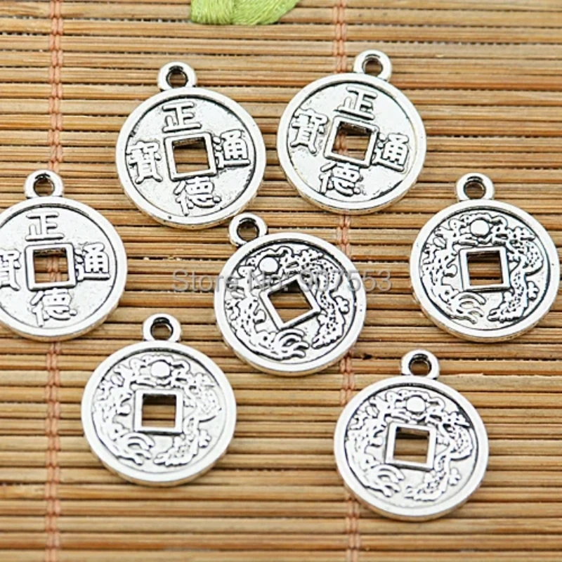 

20pcs 15mm Tibetan Silver Tone Ancient Chinese Coin Design Charms EF1962 Charms for Jewelry Making