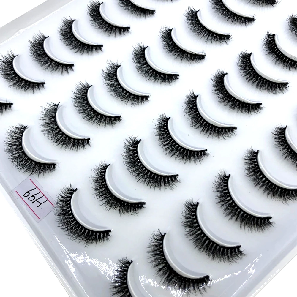 20 Paar 3D-Faux-Nerzwimpern, natürliche falsche Wimpern, dramatisch, flauschig, weich, dünn, Volumen, Kreuz, wiederverwendbare Wimpern-MaKeup-Tools – Detail 15