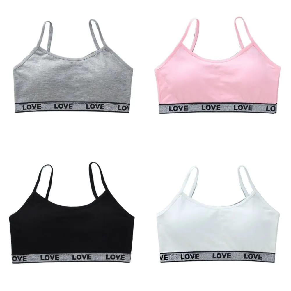 New Cotton Girls Training Bras Elastic Breathable Teenage Girl Brassiere Girl Sports Bra Removable Sponge Cup Developmental Bras
