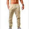 Winning Boxing 2024 New Men's Spring and Autumn Hot Sale Breathable Simplicity Solid Color Printing Cotton Linen Trousers 5