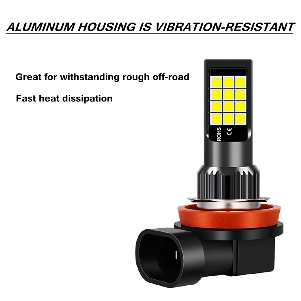 2Pcs Car LED Bulb H11 H8 9006 HB4 881 H27 Front Fog Lamp Anti Fog 6000K White 3000K Yellow
