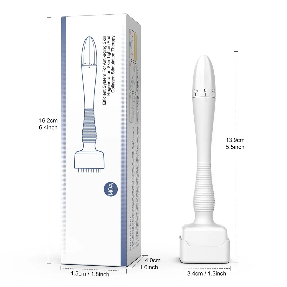 140A Derma Stamp Microneedling Face Roller Massager Adjustable Titanium Needle Length Skincare Beard Growth Scalp Hair 5