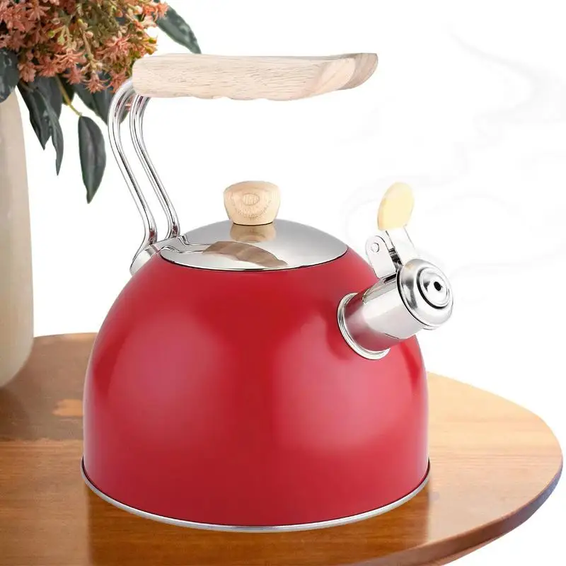 

Tea Kettles Stovetop Whistling 2.5L Whistling Tea Pot Small Tea Kettle Heat-Resistant Handle Hot Water Boiler Stove Top