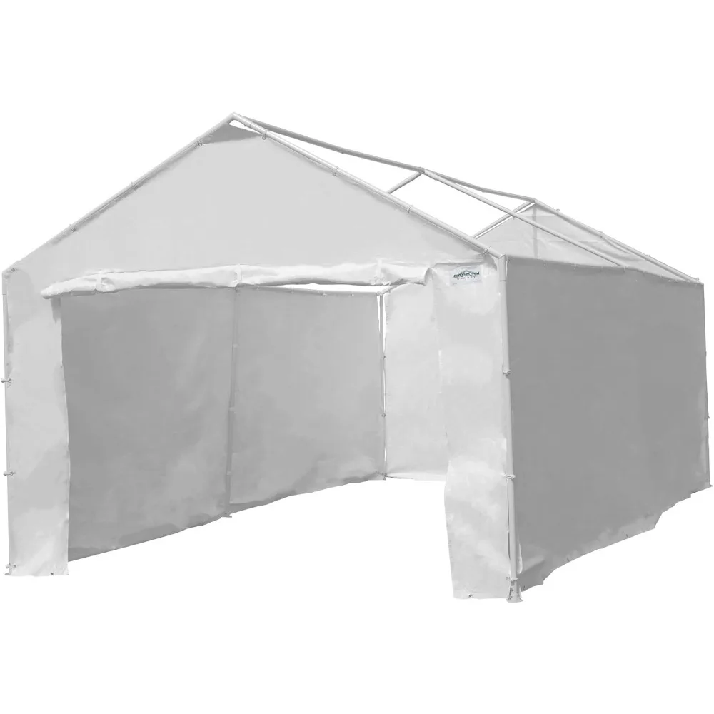 White (Excludes Top & Frame) Carport Caravan Roof Sidewall Kit for Carport Car Garage Portable Garden Buildings Supplies Home