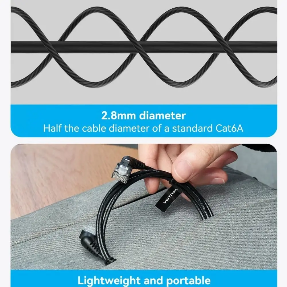 더블 엘보우 CAT6A 이더넷 케이블 슬림 케이블 10Gbps Cat6A 이더넷 패치 케이블 RJ45 케이블 트위스트 페어 케이블 Cat6 Lan 케이블