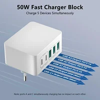 Cargador USB C Charger Cargador Rapido 50W 5 Puertos Bloque de Carga rápida, multicargador USB Carga rapida - Image 5