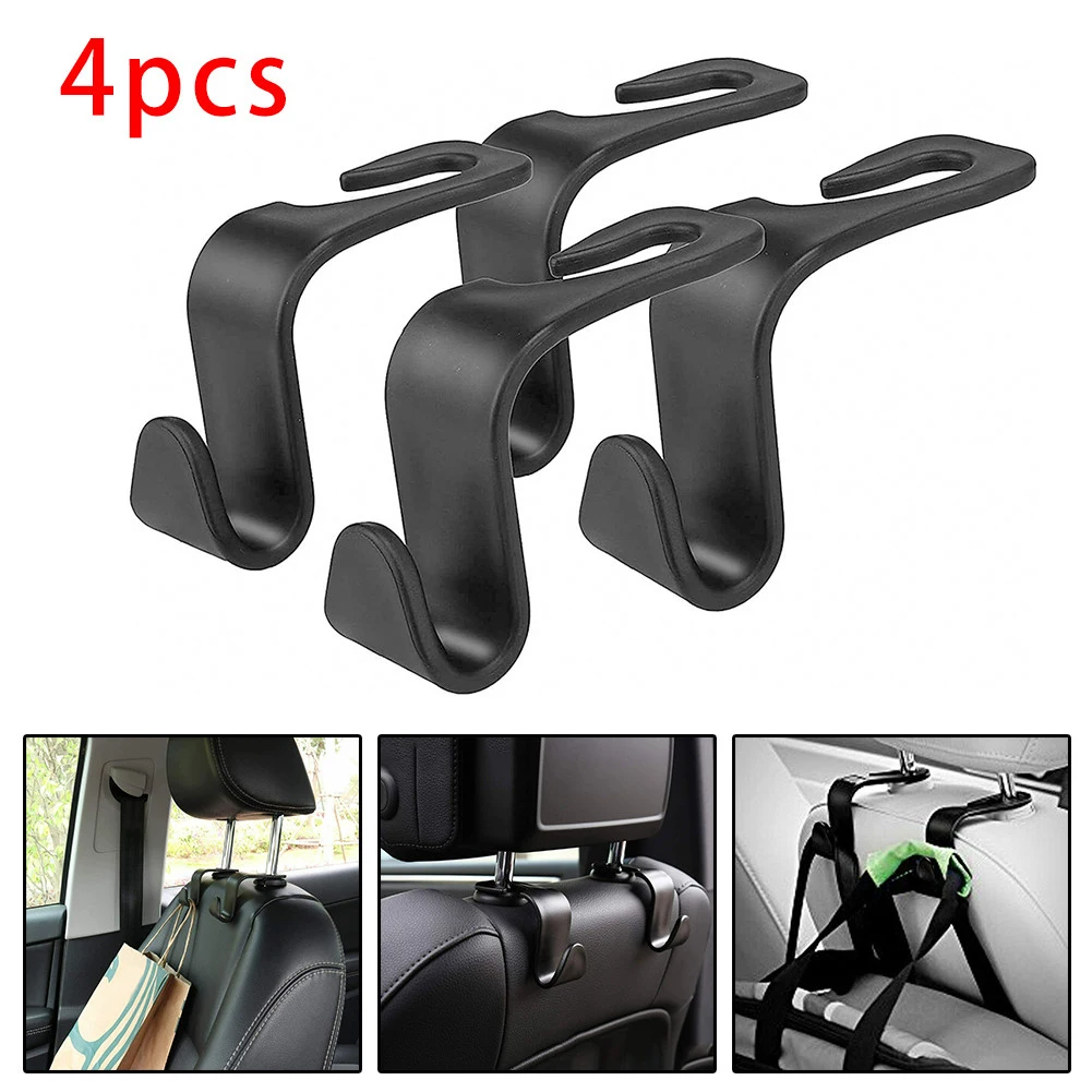 Bag Back Seat Hook Car Water Bottles Black Groceries Grocery Bags Hanger Purses Schoolbags Shopping Bags 4pcs Set grocery box latch glove box buckle beige car accessories for camry xv40 2006 2011 for toyota glove box tool l r plastic car none