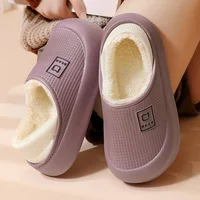 Waterproof Cotton Slippers for Women Men Winter Outdoor Indoor Non slip Home Plush Shoes Thick Bottom Cute Bear Shoes Couple - Image 6