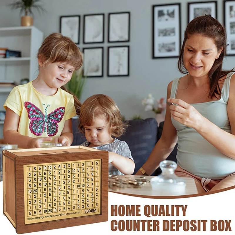 500/1000/2000/3000/5000/10000 Ringgit Mal Box Piggy Bank Wooden Money Bank Reusable Money Box With Saving Goal And Numbers Boxes 2