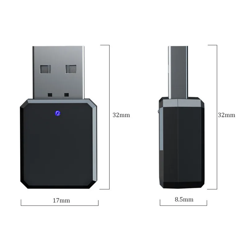 

Bluetooth V5.1 audio converter Bluetooth receiver USB and AUX output dual channel stereo microphone