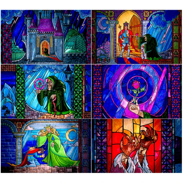 Beauty and Beast 5D Diamond Painting Embroidery Living Room Decoration  Cross Stitch Rhinestone Mosaic Painting Home Decor Christmas Gift 