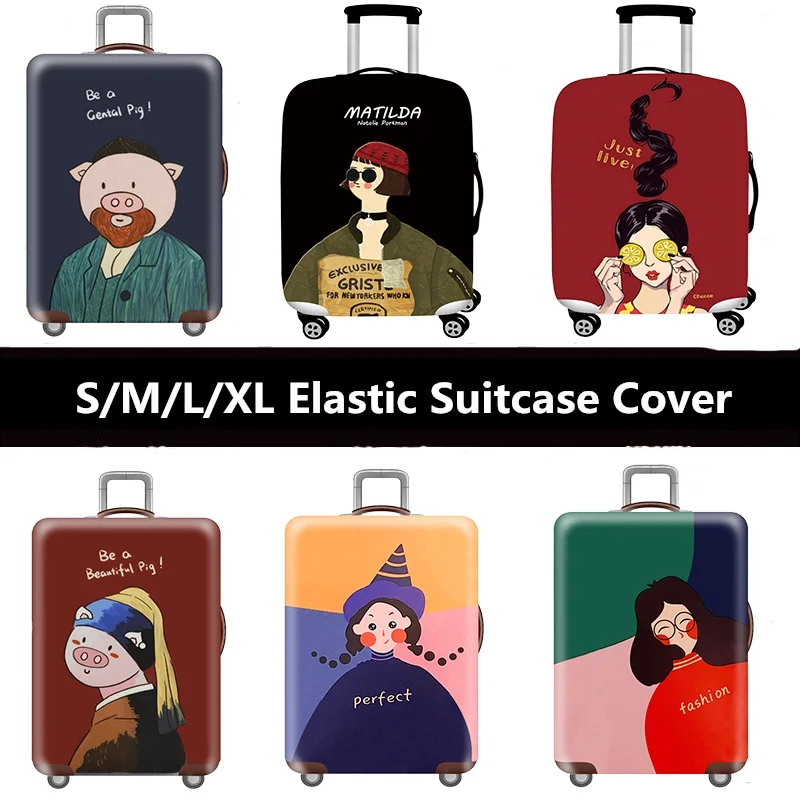 

30-32inch Version Girl Portrait Print Thicken Luggage Cover Elastic Baggage Covers Suitable Suitcase Dust Travel Accessorie Gear
