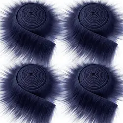 Luxurious Handmade Plush Fur Ribbon Trim Fabric Roll (Navy blue)