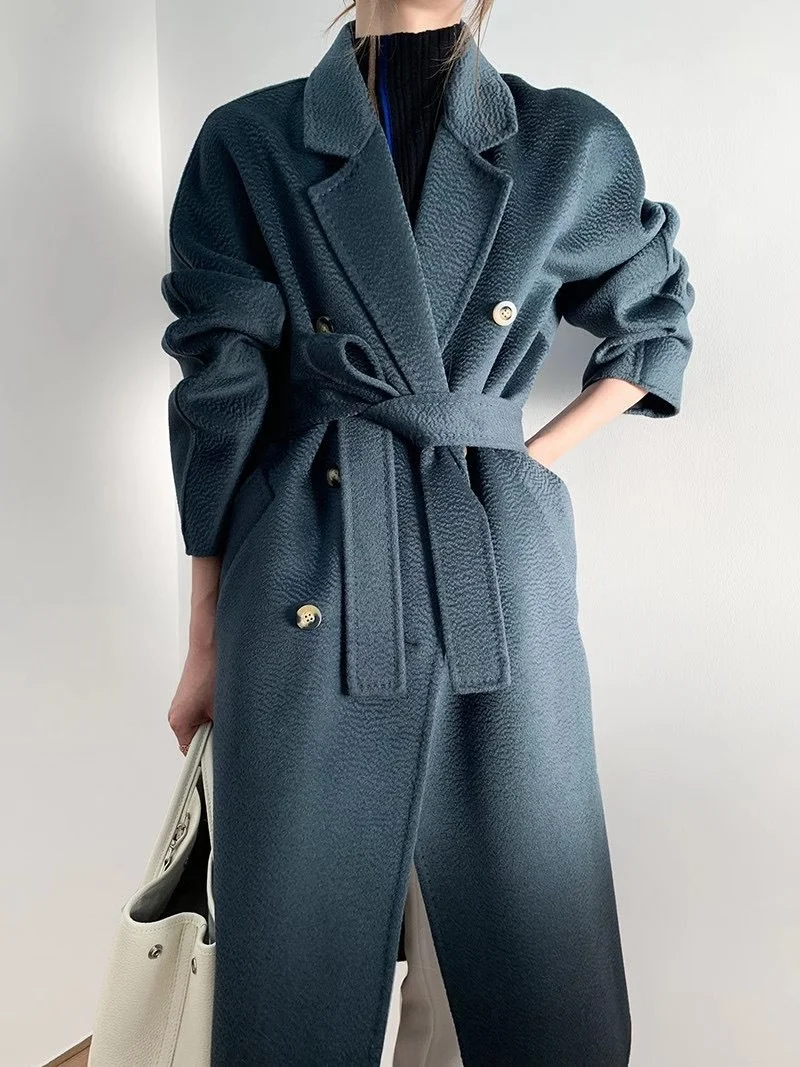 long puffer coat Double sided cashmere coat m home 101801 water ripple cashmere wool coat wool coat wind women's wear maxi puffer coat womens