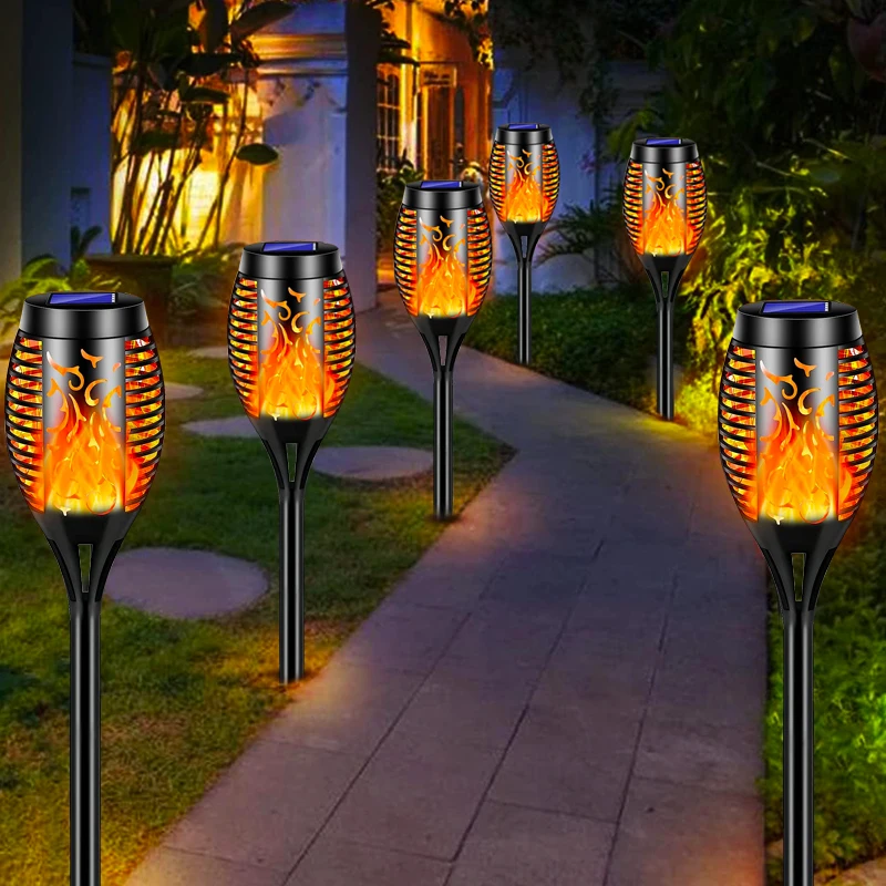 Solar Torch Light LED Flickering Flame Decor Outdoor Lighting Waterproof Garden Pathway Lamp For Outside Patio Path Yard Lawn