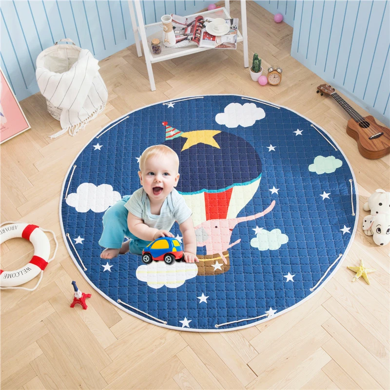 

150cm Round Mom Sack Baby Floor Play Mat Child Crawling Rug Blanket Cartoon Elephant Toy Bag Carpet Nordic Kid Room Game Pad