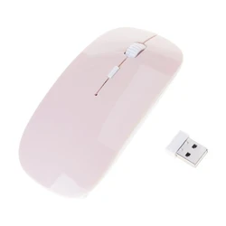 Wireless Cartoon Ladybug Mouse - Mini Animal Shape with USB Receiver 2.4GHz for Desktop and Laptop Accessories (Pink)
