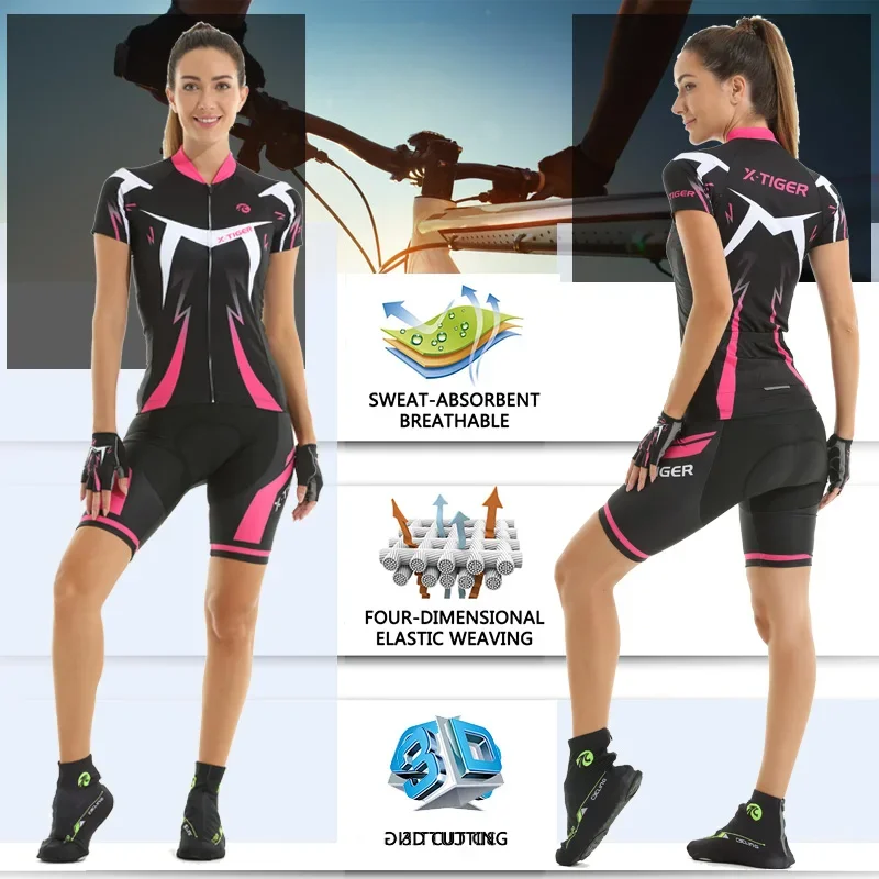 X-Tiger XW-DBT-013 Pro طقم قمصان ركوب الدراجات للنساء MTB للصيف قابل للتنفس - Image 2